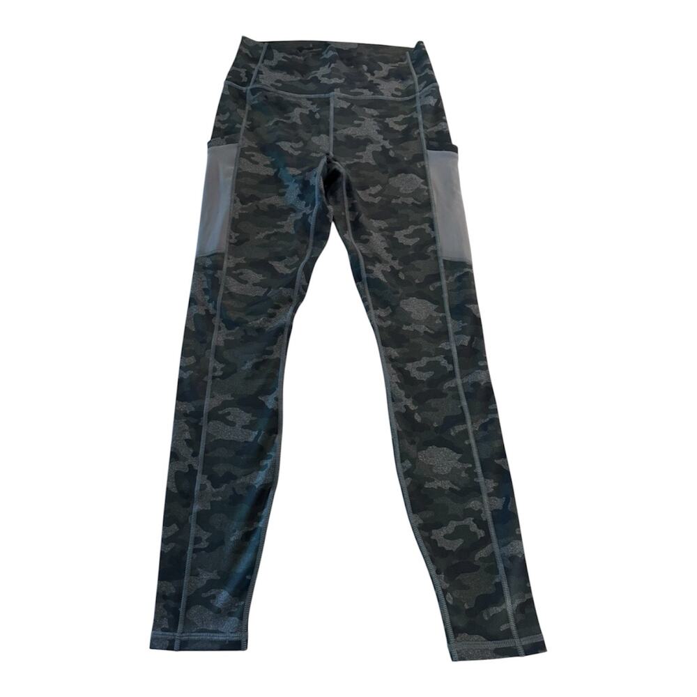 NWT Fabletics On-The-Go High-Waisted PowerHold Leggings Charcoal Camo Women's M